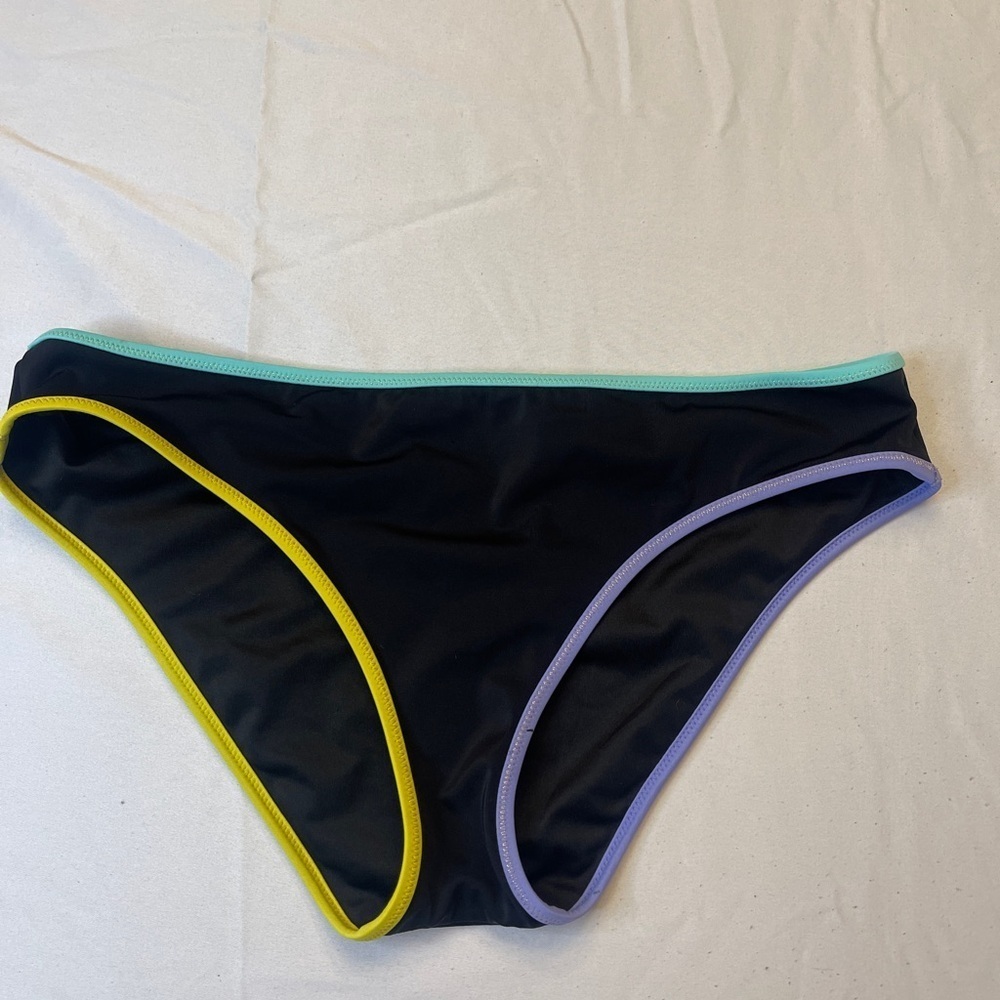Victoria's Secret Black Bikini Bottom with Colorful Trim
